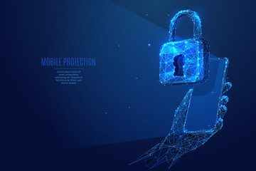 lock and phone in hand  low poly