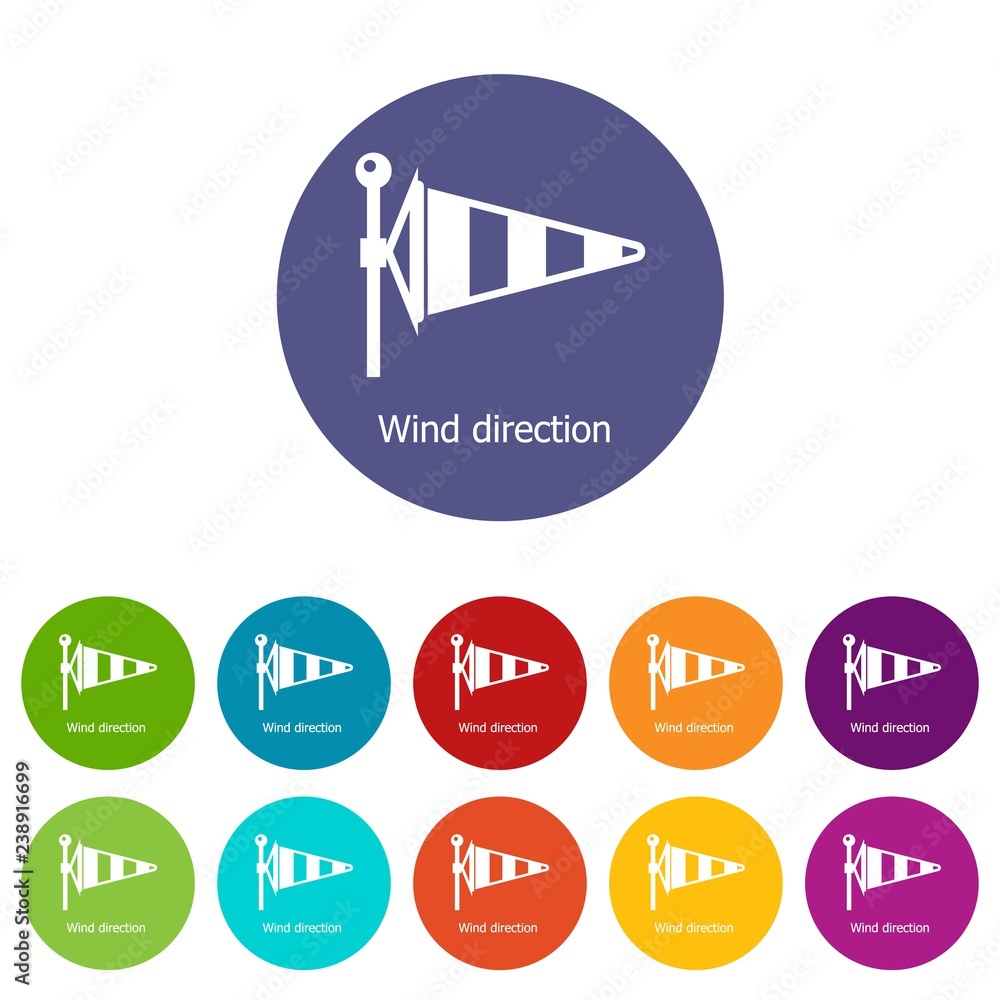 Poster wind direction icons color set vector for any web design on white background