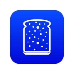 Slice of white bread icon digital blue for any design isolated on white vector illustration