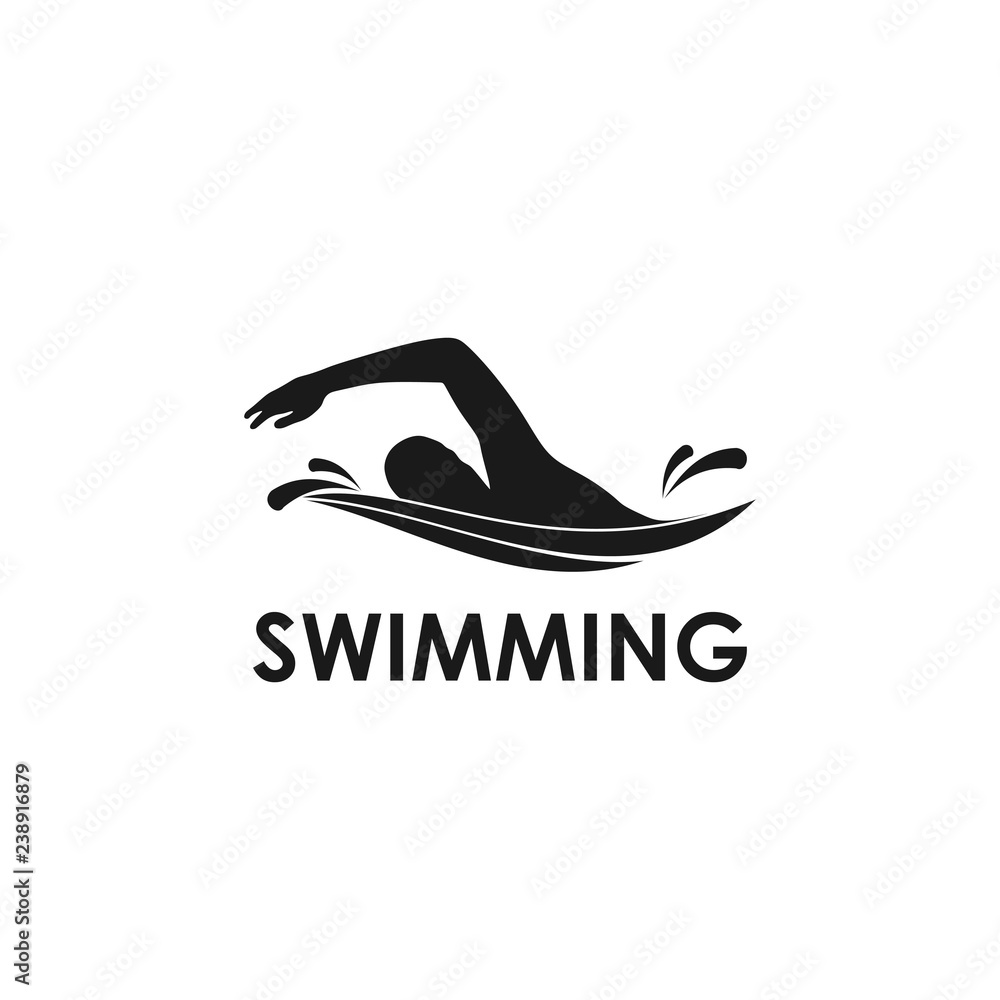 Wall mural swimming logo template