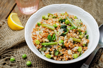Buckwheat with green peas and beans