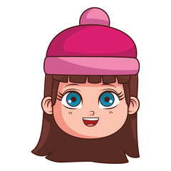 Obraz na płótnie Canvas cute winter girl face cartoon