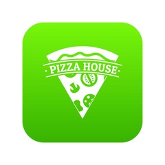 Pizza icon green vector isolated on white background