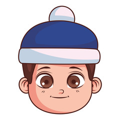cute winter boy face cartoon