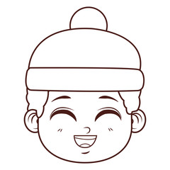 cute winter boy face cartoon