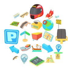 Building a route icons set. Cartoon set of 25 building a route vector icons for web isolated on white background