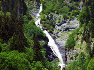 Waterfalls and Cascades in the Weisstannental Valley - Canton of St. Gallen, Switzerland
