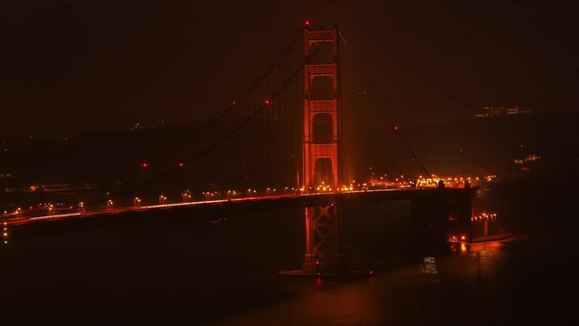 Golden Gate Morning Time-lapse Closeup . a time-lapse shot of a close up of the Golden Gate Bridge in San Francisco during the historic wildfires in 2018