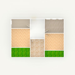 3d interior illustration rendering of empty home apartment