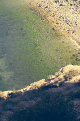 The incredible seascaping view of beach with blue sea in morocco in summer