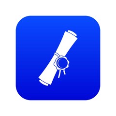 Old rolled paper with a red wax seal icon digital blue for any design isolated on white vector illustration