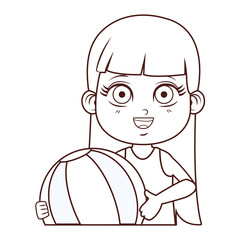 cute girl cartoon brown lines