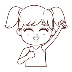cute girl cartoon brown lines
