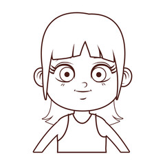cute girl cartoon brown lines