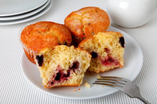 BLUEBERRY MUFFIN CLOSE UP FOOD IMAGE