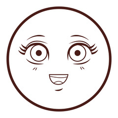 Obraz premium round icon face cartoon brown lines