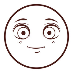 round icon face cartoon brown lines