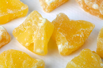 DRIED FRUIT   PINEAPPLE CLOSE UP FOOD IMAGE