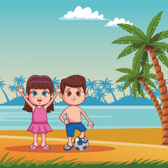 Obraz na płótnie Canvas Summer kids cartoon