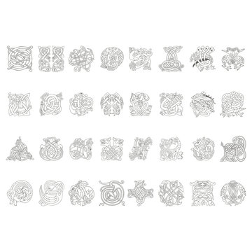 monochrome icon with Celtic art and ethnic ornaments for your design