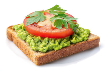 Avocado Toast with Tomato Isolated
