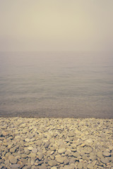 The incredible seascaping view of beach with blue sea in morocco in summer
