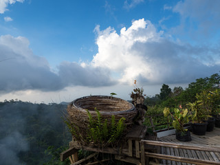 Pointing view above Tamblingan lake, Bali island, Indonesia. November, 2018