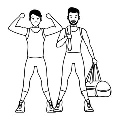 fit men doing exercise