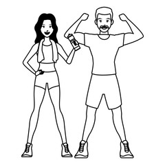 fit couple doing exercise