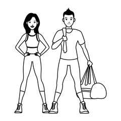 fit couple doing exercise