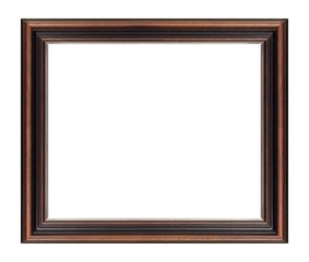 Wooden frame for paintings, mirrors or photo isolated on white background	