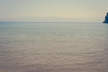 The incredible seascaping view of beach with blue sea in morocco in summer