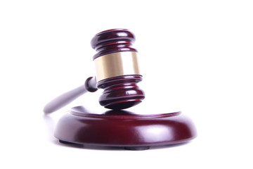 Wooden judge gavel isolated on white background