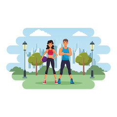 fit couple doing exercise