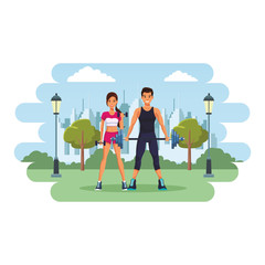 fit couple doing exercise