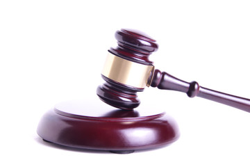 Wooden judge gavel isolated on white background