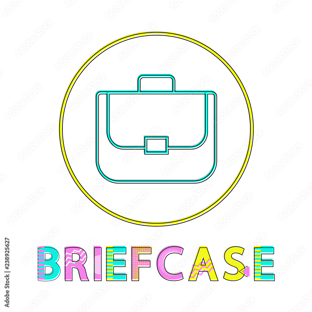 Poster briefcase bright linear round web icon template