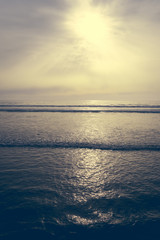 The incredible seascaping view of beach with blue sea in morocco in summer