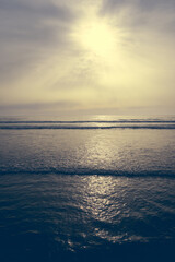 The incredible seascaping view of beach with blue sea in morocco in summer