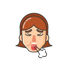 Allergy Symptoms of Girl, Ill Lady Coughing Icon