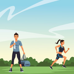 Fitness people running