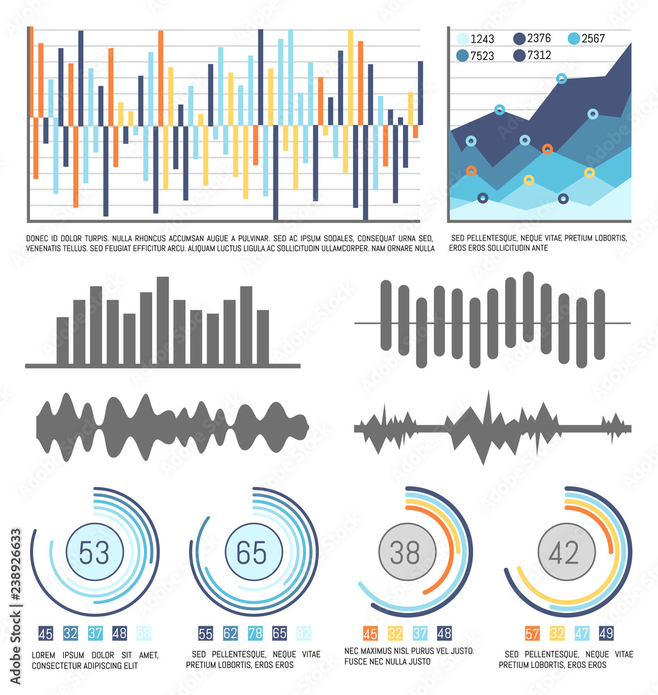 Poster flowcharts and infographics with data visual info