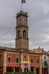 Fototapeta na wymiar View of the citi hall of Forlimpopoli, small medieval Italian town in Forli Cesena province, in Emilia Romagna Italy. 