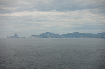 The island of ibiza seen from the sea