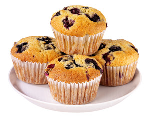 BLUEBERRY MUFFINS CUT OUT ON PLATE