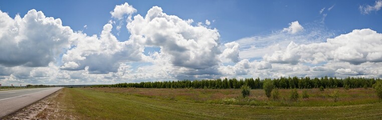 Contryside highway on the Penza - Syzran section, Russia