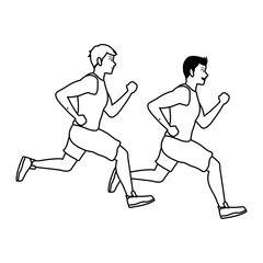 Fototapeta na wymiar fitness men running in black and white