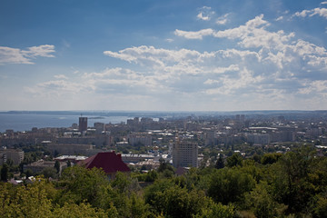 Obraz premium View of Saratov from Sokolovaya Mountain, Russia.