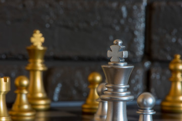 Obraz na płótnie Canvas Chess pieces placed on top of a board