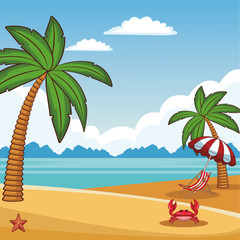 Beach scenery cartoon